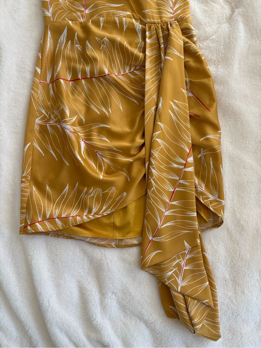Camila Coelho Mustard Yellow Halter Mini Dress with Asymmetric Sash - Picture 6 of 11